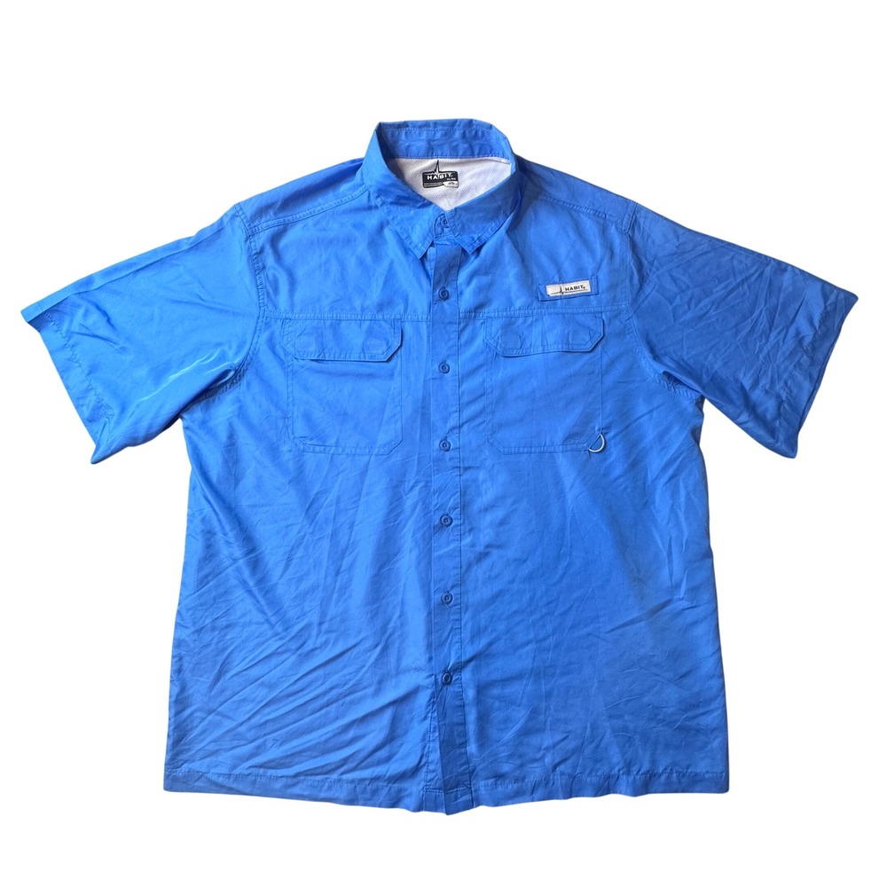 Habit Fishing Shirt Mens XL Bahama Blue TS1360 S/S UPF 40+ Vented Pockets‎